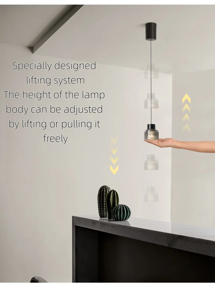 Small Sizes Modern Aluminum Indoor Living Room Decoration Chandelier Glass Lampshade Includes Installation Pendant Lights