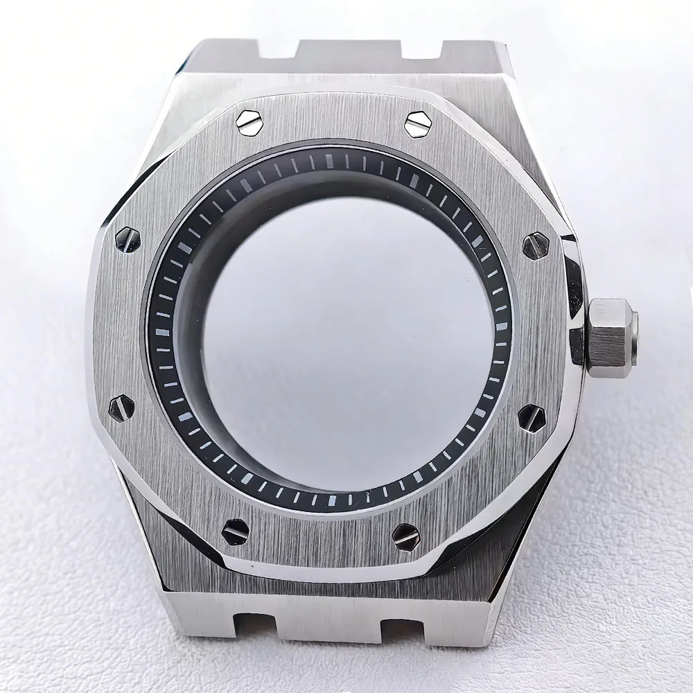 

42mm Octagon Watch Case Chapter Ring Sapphire Glass Watches Fit NH34 NH35 NH36 Automatic Movement Watch Box 28.5mm Dial