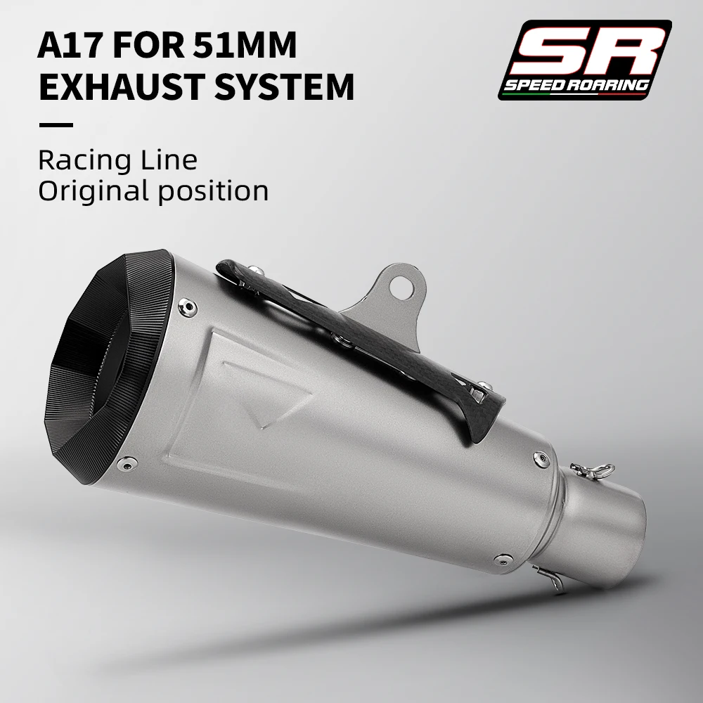 

Universal 51mm Slip-On Motorcycle Exhaust Carbon Fiber GP Muffler A17 for Z900 FZ6 RC390 S1000XR R3 MT07 XMAX300