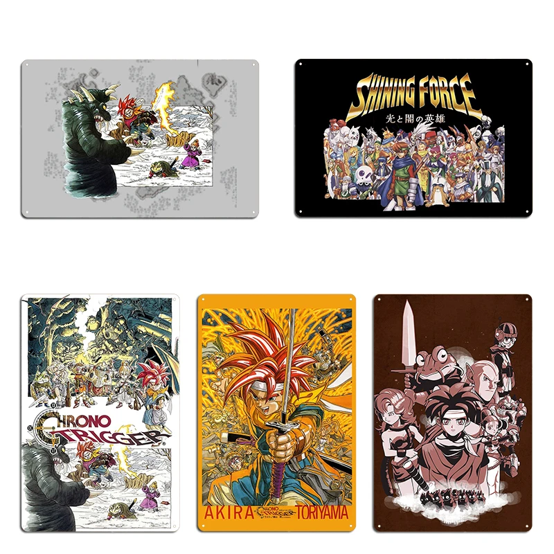 Chrono Trigger Fighting Montage revista ilustración placas de Metal personaje oxidado pared cueva cine cartel de estaño cartel