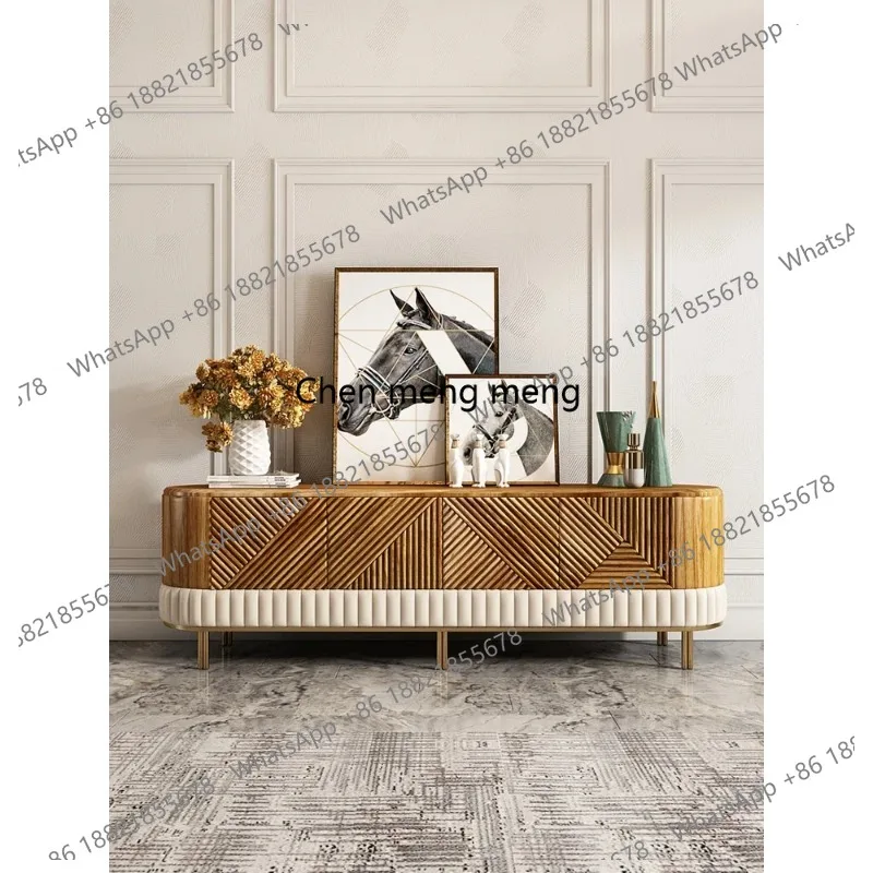 new ZqItalian-Style Light Luxury Solid Wood TV Cabinet, Coffee Table Combination, Post-Modern Nordic Locker, Floor Cabinet ss 26