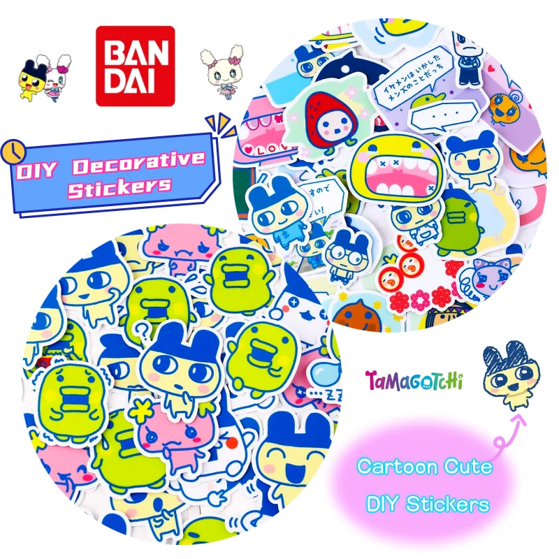 72 Stück Bandai Tamagotchi Mametchi Mimitchi Aufkleber Anime Cartoon Handyhülle Flache DIY Dekorative Wasserfeste Aufkleber Großhandel