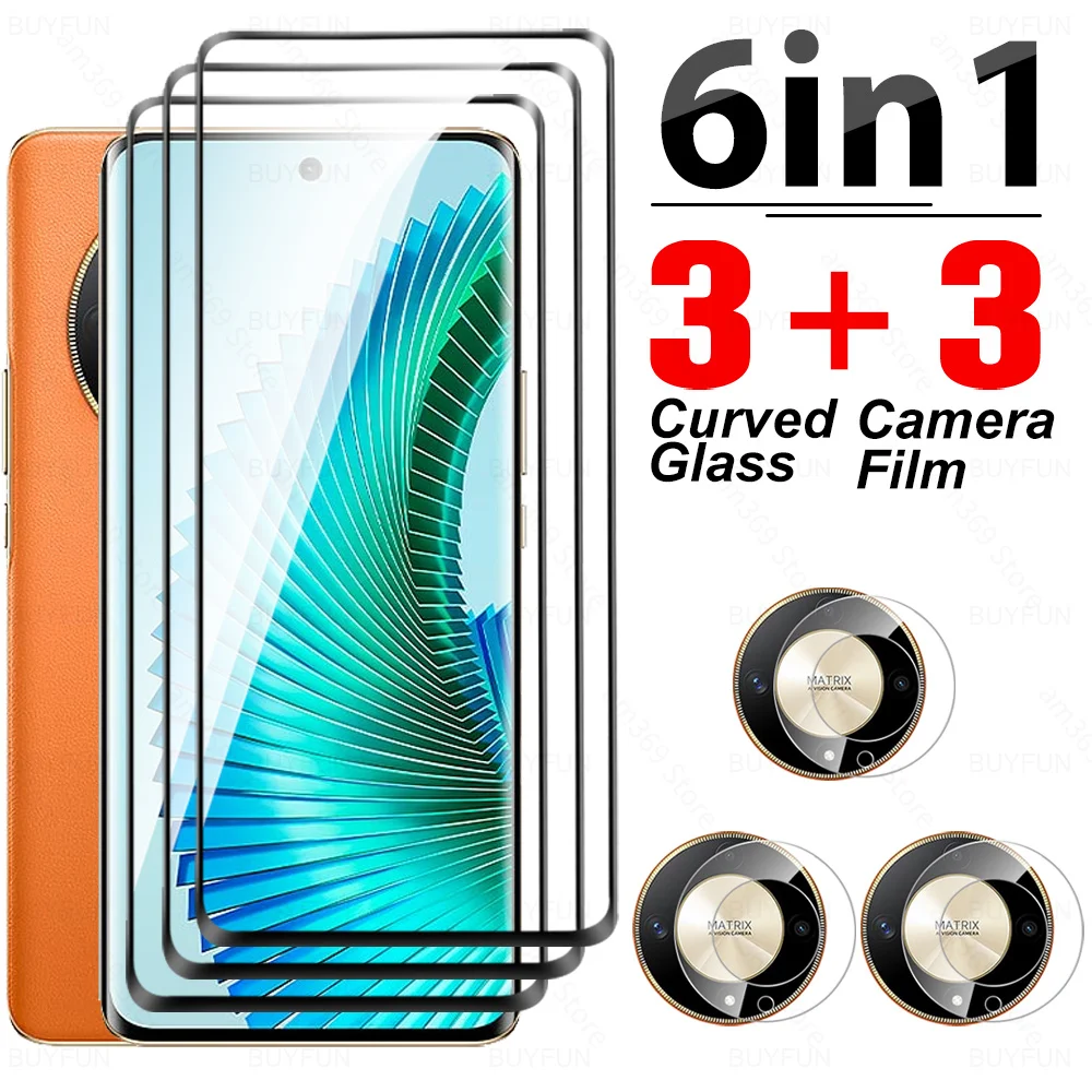 Dla Honor Magic6 Lite 5G zakrzywione szkło 6 in1 szkło hartowane Film na aparat fotograficzny Hono Magic6Lite Magic 6 Light 6 Lite 2024 Screen