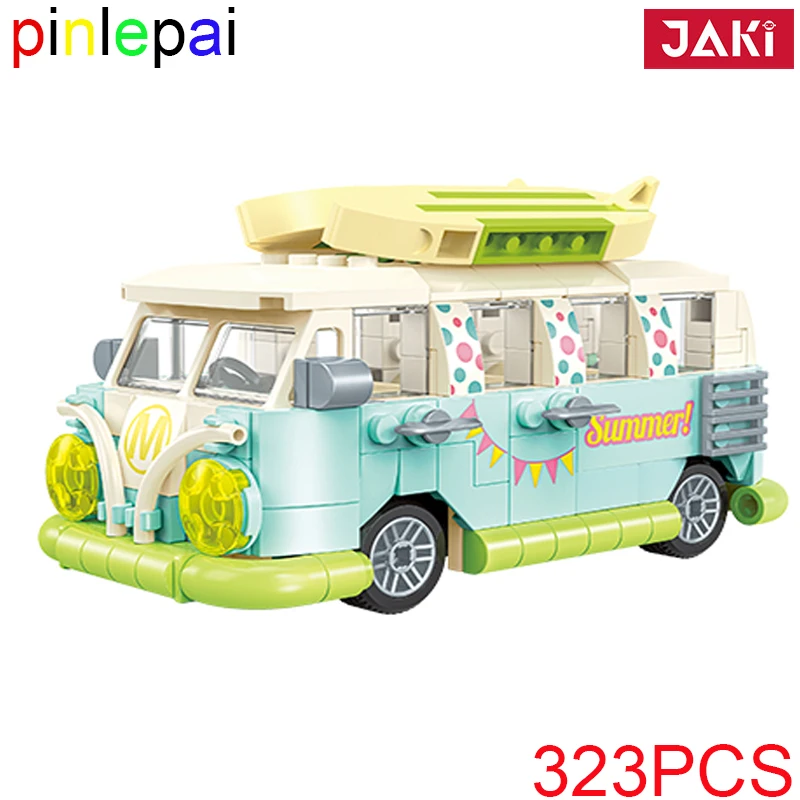 

Pinlepai Jaki Moc Car Bricks Camper Van Model Building Block Blocks Brick Camping Assembled Toy Vehicle Toys Children Gift