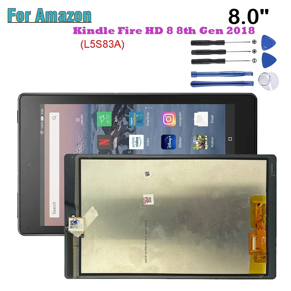 8.0 "AAA + Voor Amazon Kindle Fire HD 8 8e Gen 2018 L5S83A Lcd Touch Screen Digitizer Glas Montage reparatie Onderdelen