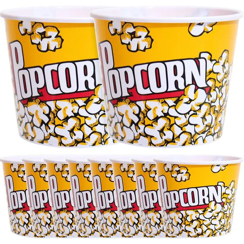 10pcs Popcorn Box Buckets Candy Movie Plastic Containers Kids Snack Supplies Favor Popcorn Bag Cups Paper Party Guests Gifts Box