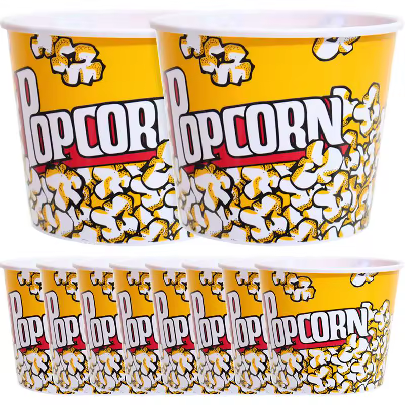 10pcs Popcorn Bucket Snack Cup Party Favor Container Movie Night Treat Box Plastic Dinnerware Set Candy Holder Kids Supplies