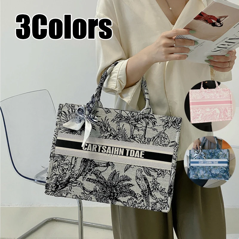 Tote Bag Fashion Canvas Totes Letters Flower Portable Beach Shoulder Shopping Casual Beach Bag Large Capacity Handbag Wholesale