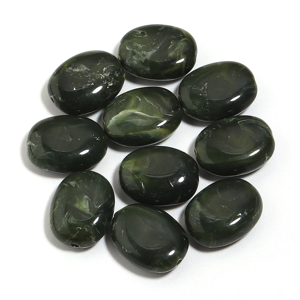20 stuks 15x19mm Dubbele Kleur Ovale Acryl Kralen Imitatie Jade Steen Losse Spacer Kralen Voor Sieraden Maken DIY Armband ketting
