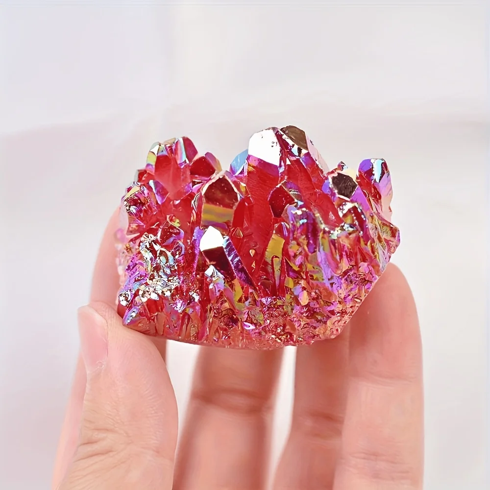 1 Stück Roter Engel-Aura-Quarz-Cluster/Kristallfelsen-Kollektion, Künstliche Kristallbeschichtung, Cluster-Ornament, Handgefertigtes Bastelmaterial – Detail 5