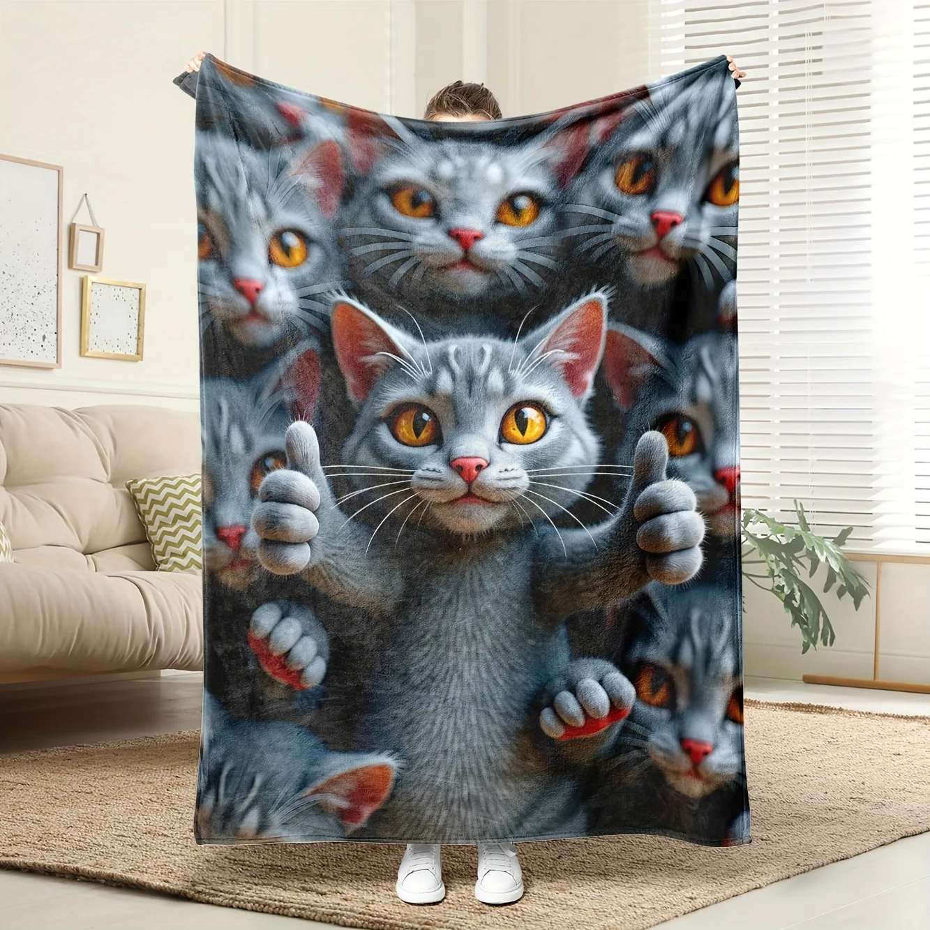 

Dachshund & Star Fleece Blanket - 100% Polyester Beige/Brown, Dog Lover Home Decor