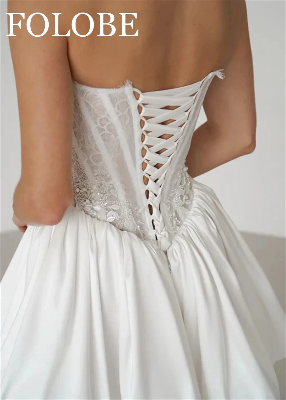 Robes de mariée blanches personnalisées, robes de bal à perles, sans manches, paillettes, Corset au dos, sans bretelles, courte, Mini robe de mariée en Satin