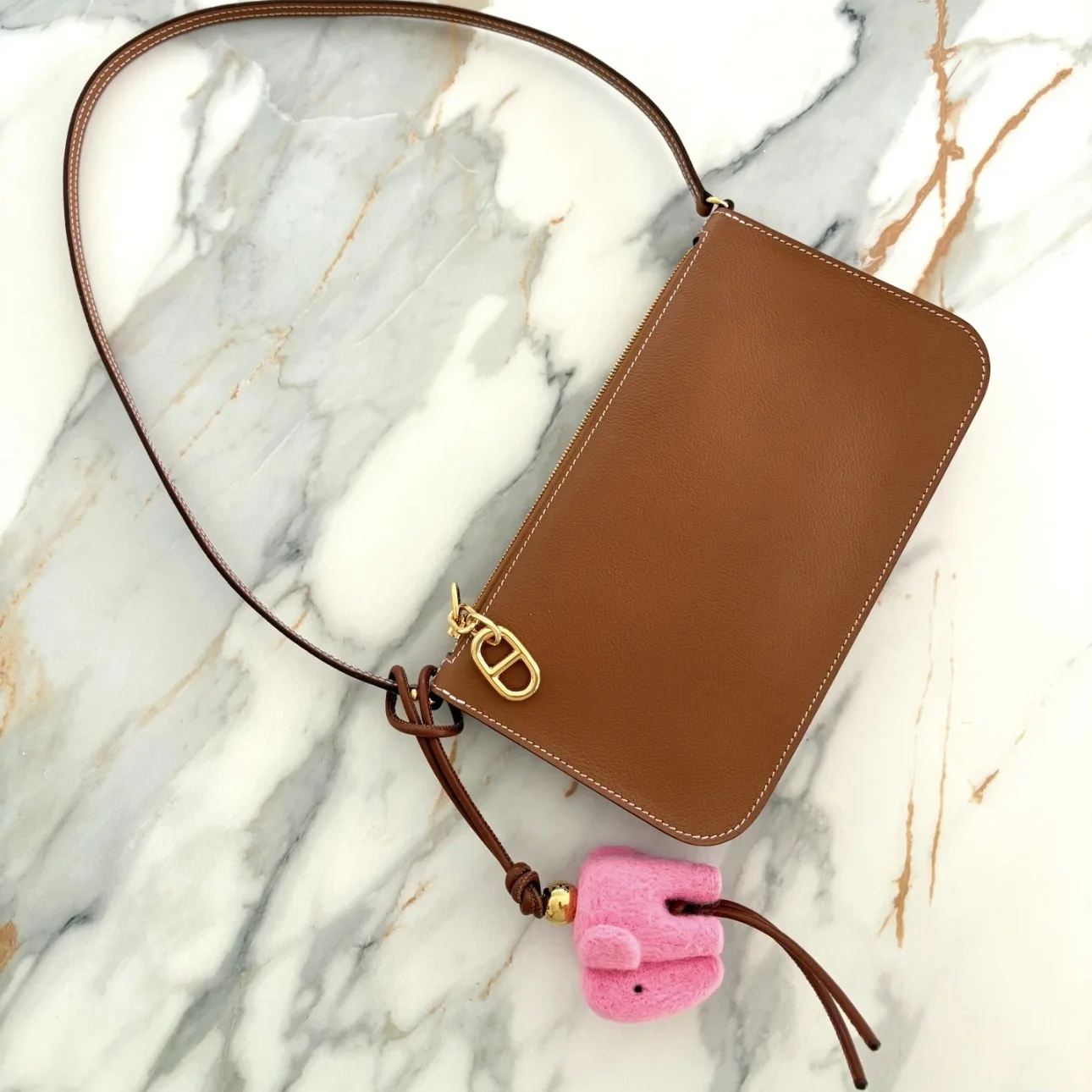 Handmade Stainless Steel Hardware Underarm Bag Zipengo to Go New Style Mahjong Bag Leather Goods Fashion Accessories