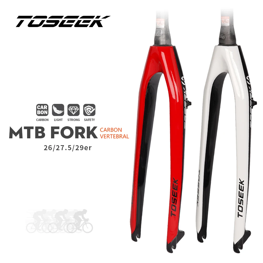 TOSEEK Carbon Fork MTB Tapered Fit Disc Brake1-1/2 And 28.6mm Fork For Bicycle mtb Fork 29  Full Carbon Fiber Mountain Bike Fork