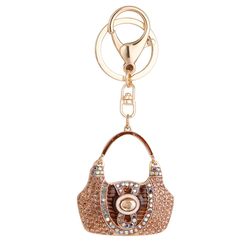 Luxury Women\'s Rhinestone Bag Key Ring Handbag Pendant Car KeyChain Souvenir 2024