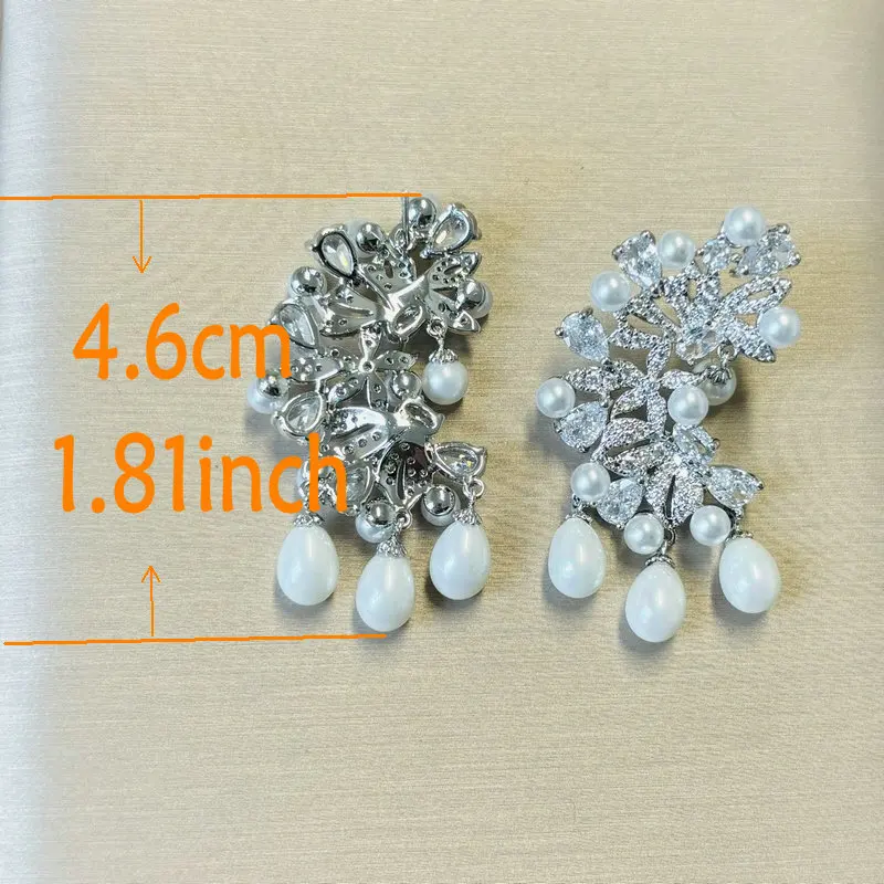 Bilincolor French Vintage Snowflake Flower Pearl Earrings for Women