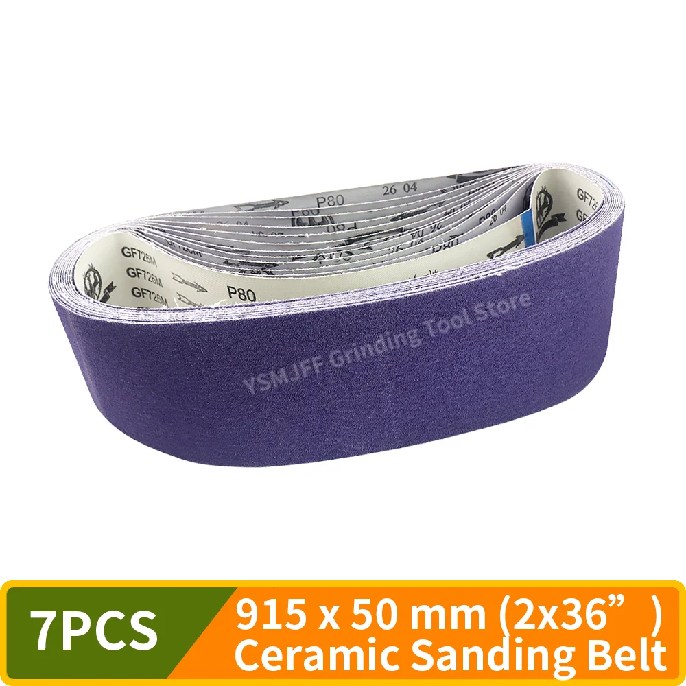 7PCS 915x50mm Ceramic Sanding Belts,P80-P400, Flexible Cloth Backing for Metal Polishing,Stainless Steel Deburring ,Woodworking