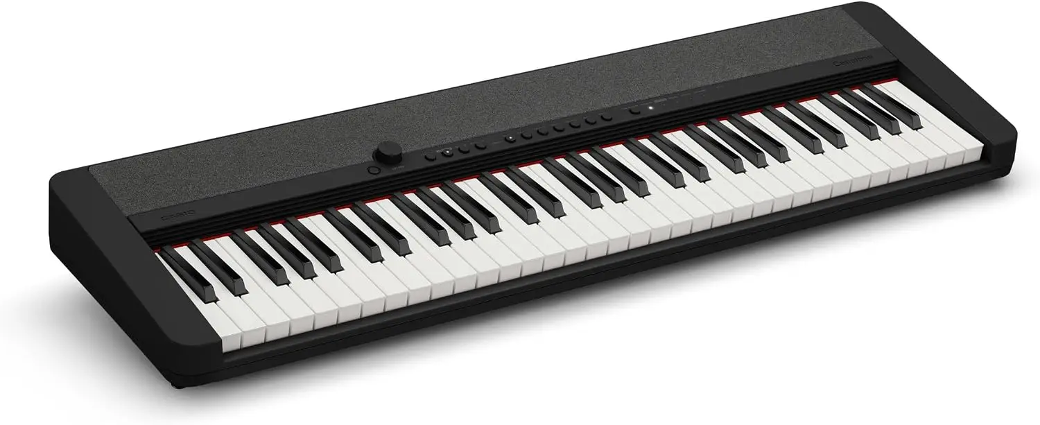 Black Portable 61-Key Keyboard, Compact Electronic Musical Instrument