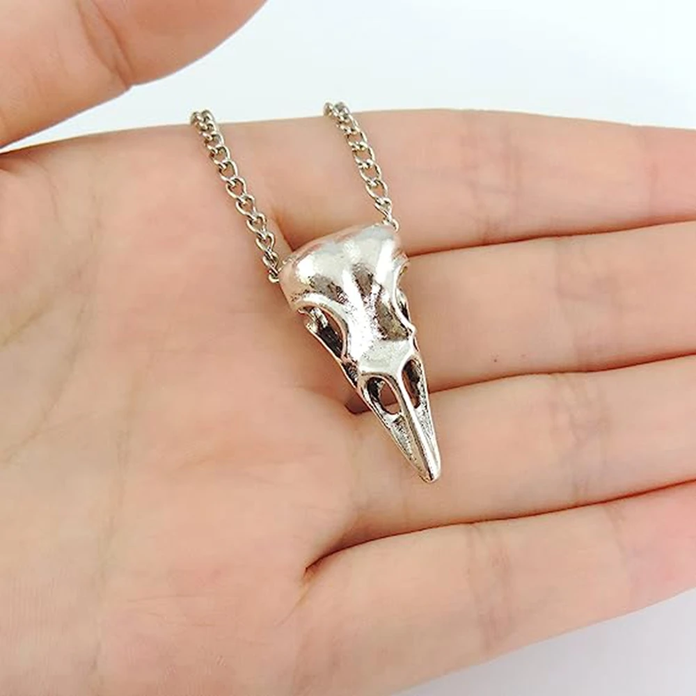 50Pcs Alloy Crow Raven Skull Charms Bird Head Skeleton Pendant For Halloween Witch Pagan Necklace Bracelet Gothic A-712