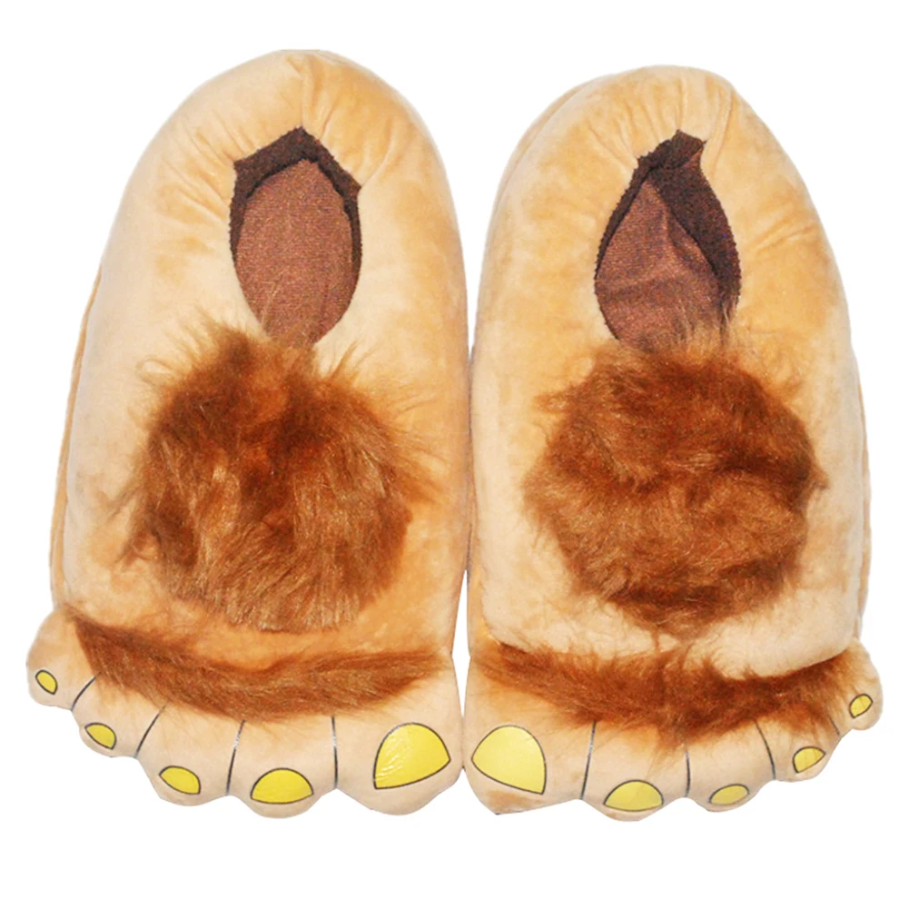 Fashion Furry Adventure Warm Slippers Big Hairy Unisex Savage Monster Plush Home Slippers Indoor Shoes