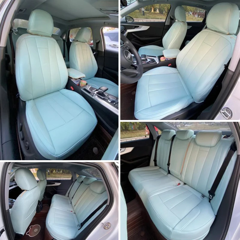 Custom Fit Car Accessories Seat Covers Full Set Middle Perforated Genuine Leather Specific For Audi A4 A6 A3 Q5 Q7 TT A7 Q3