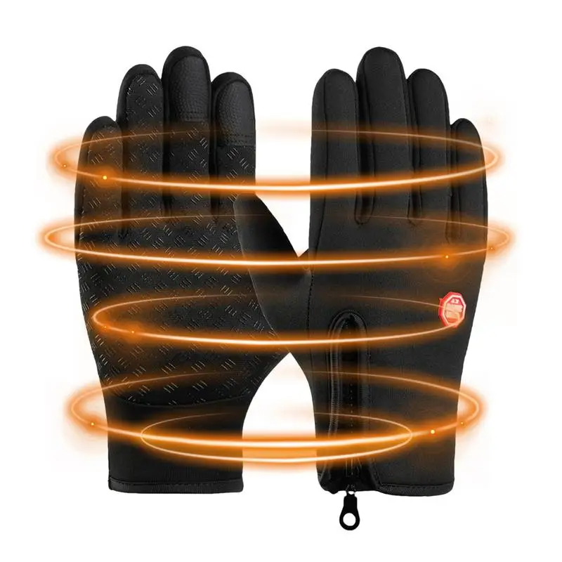 Running Gloves Windproof Ice Skating Gloves Unisex Soft Lined Gloves With Zipper Design Fishing Gear For Outdoor Activities