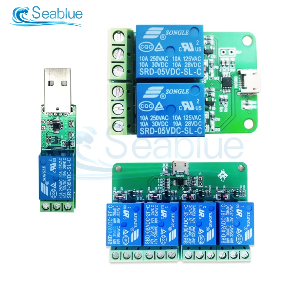 1/2/4 Channel HID Drive-Free Micro USB 5V Relay Module Can Control the Relay On and Off On the Computer Side Safety Protection