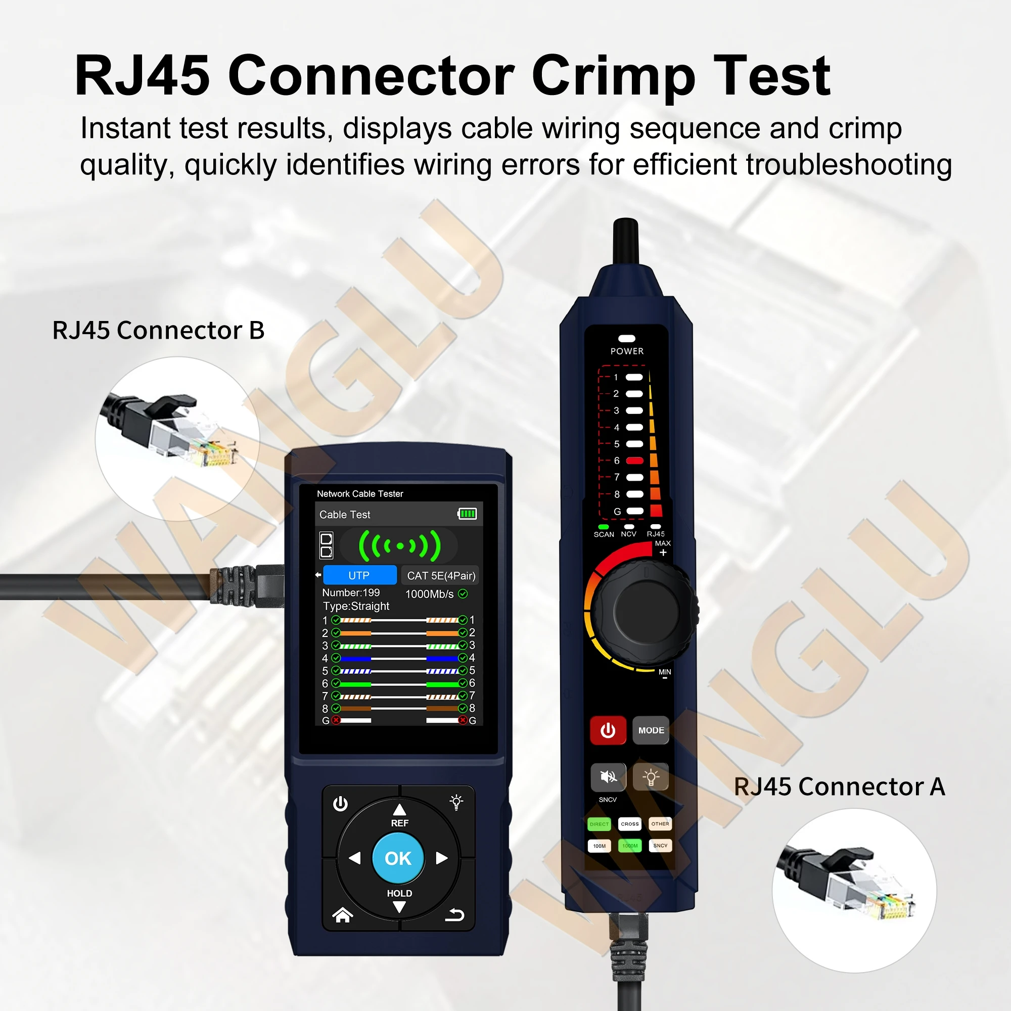 LT-500 RJ45 Wire Tracer Network Cable Tester Cable Finder TDR Length Test PoE Tester Port Flashing IP Scan PING