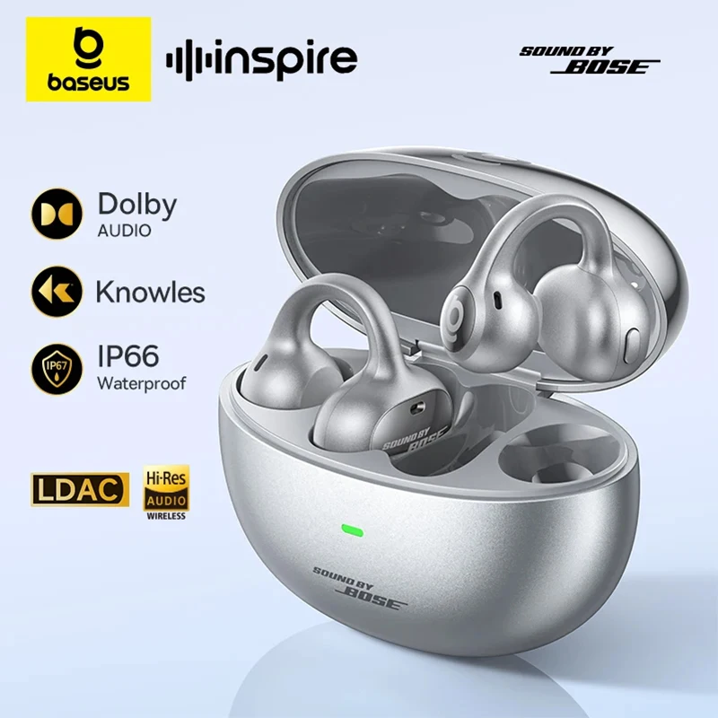 Image of Baseus Inspire XC1 Sound by Bose Ohrclip-Kopfhörer, kabellose Bluetooth 6.1 Open-Ear-Kopfhörer, Ohrring-Design, 4 Mikrofone, Clip-on-Ohrhörer