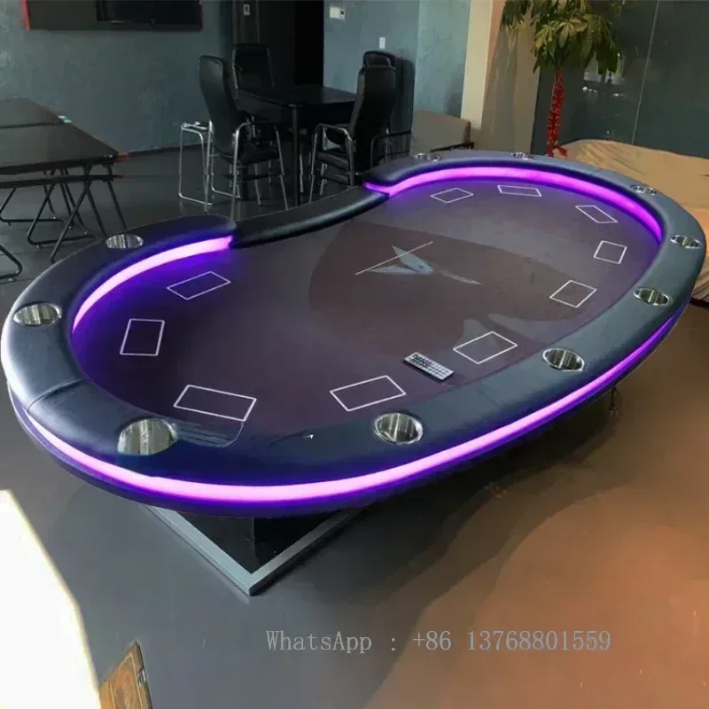 Poker Table with Remote Control LED Light Color Changeable Competition Table