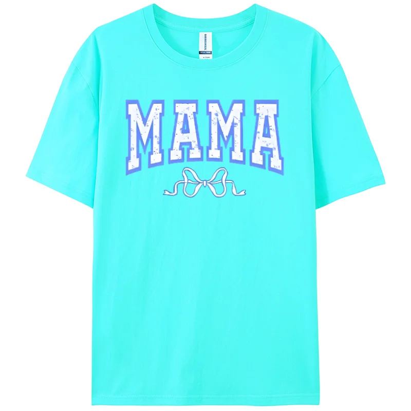 Mama Monogram Print Losse T-Shirt Puur Katoen Comfortabele Korte Mouw Unisex Eenvoudig Fashion Design Top T-Shirt