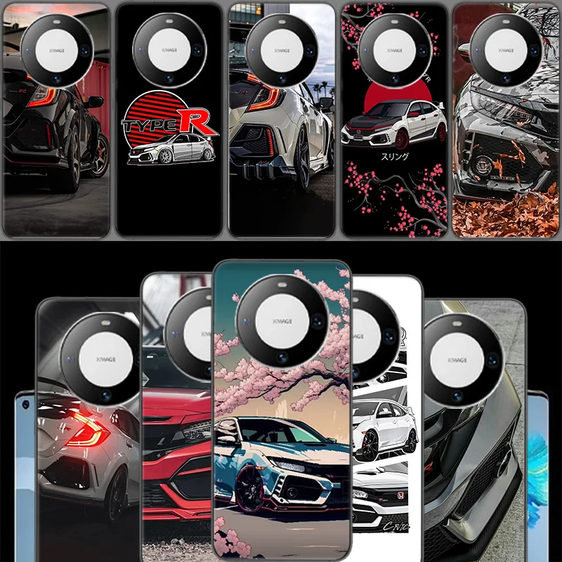 JDM Type R Civic Sport Car Phone Case For Huawei P40 Lite P50 Pro P30 P20 P10 Y5 Y6 Y7 Y9 2019  Mate 30 20 Pro 10 Lite Cover