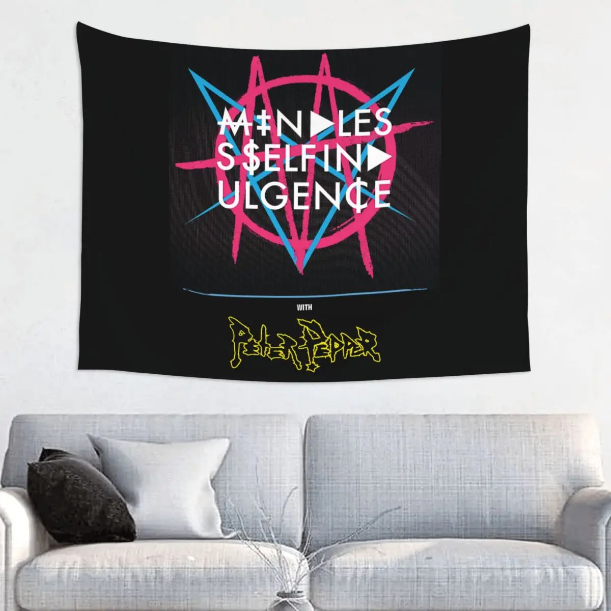 Custom Msi Mindless Hip Hop Punk Rock Self Indulgence Tapestry Wall Hanging for Dorm Hippie Electro Tapestries Home Decor