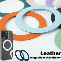 Leather Magnetic Ring For Magsafe Universal Phone Case Metal Sticker Support Wireless Charger Iron Plate Sheet Magnet Car Holder