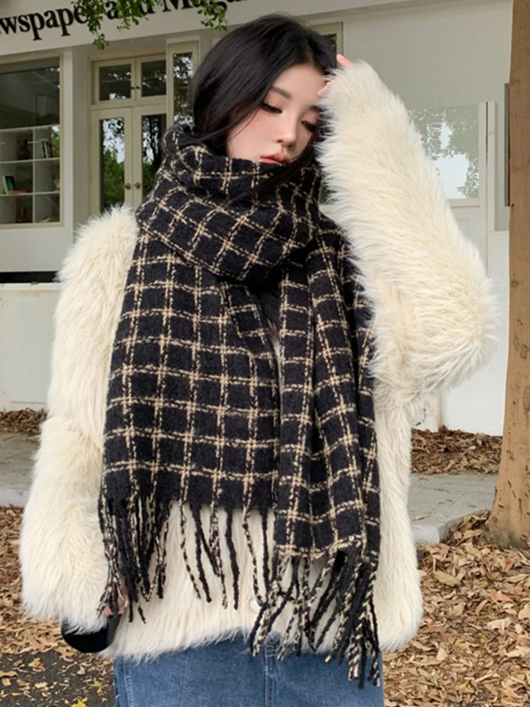 New Sweet Knitted Scarf Headscarf Winter Women Ladies Men Preppy Plaid Warm Scarve Pashmina Mujer Male Stoles Foulard Wrap Shawl