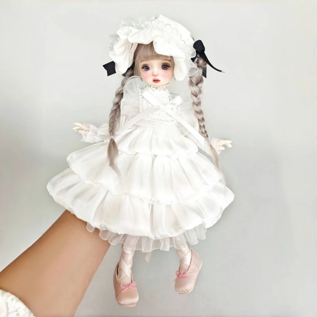 BJD doll clothes suitable for 1/6 size Cute white dress clothes set doll accessories（3 points）