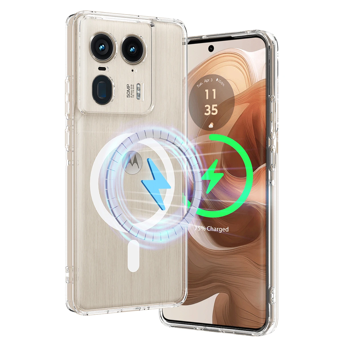 Case Transparent For Motorola Edge X 50 Pro Fusion Ultra Plastic Clear Back Magnetic Charging Magsafe Protection Cover