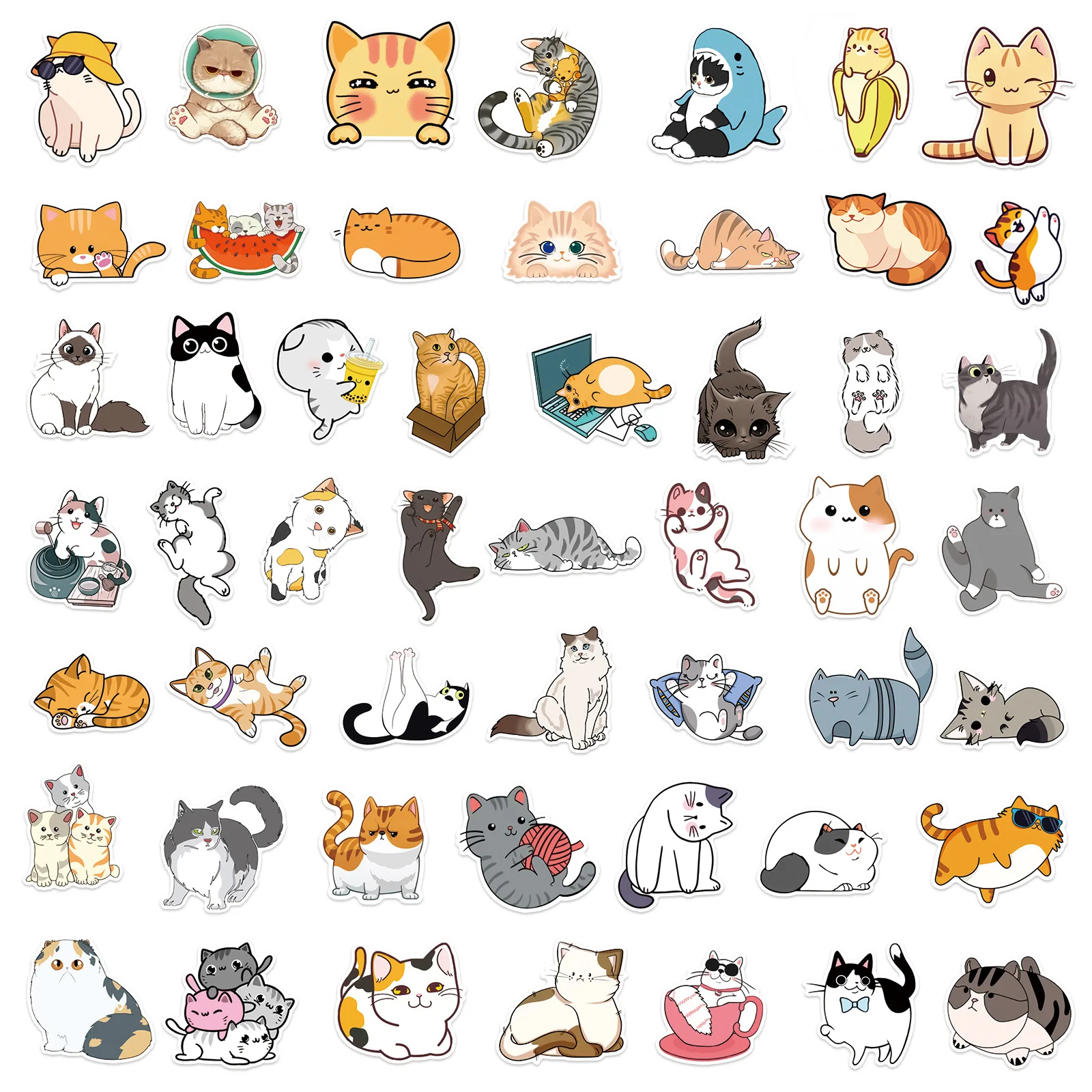 10/30/50PCS Fashionable Anime Cat Sticker Suitcase PVC Skateboard Laptop Refrigerator Mobile Phone DIY Decoration Decal Wholesal