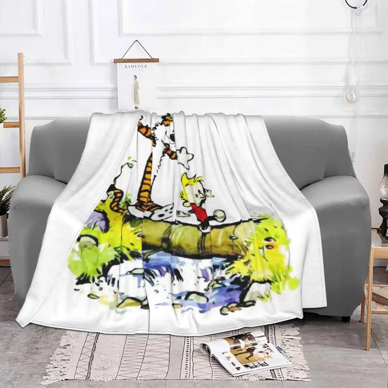 , Mbojes Shaggy Throw Soft Warm Blanket Sofa/Bed/Travel Love Gifts Alvin Hobbes 3D Bill Watterson 2013 Christmas Injunk Comic