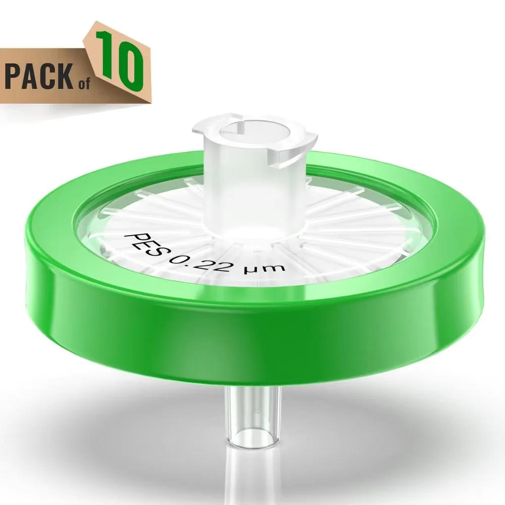 Syringe Filters,PES Membrane 0.22μm Pore Size,25mm Diameter,hydrophilic,Not Sterile 10/25/50/100 Pcs by Ks-Tek
