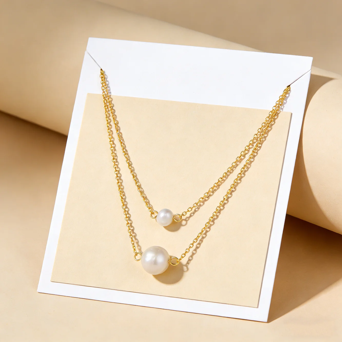 

FULSUN Dainty Layered Double Pearl Necklace 925 Sterling Silver 14K Gold Rhodium Plated Adjustable For Women jewelry