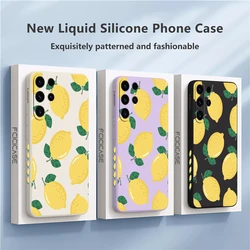 S23 Ultra Liquid Fruit Lemon Pattern Case For Samsung Galaxy S23 S22 S21 Plus S10 Lite S8 S9 S10 Plus Note 20 Silicone Cover