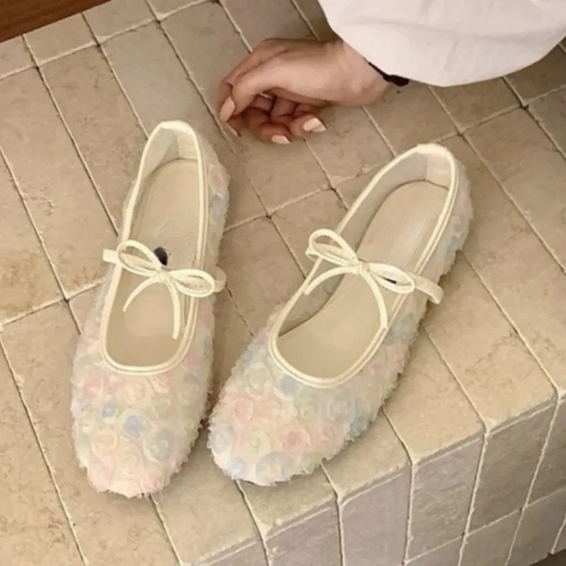

Нежные новые китайские туфли Мэри Джейн из сетки с розами, весна-лето 2026, с бантом, на мягкой подошве