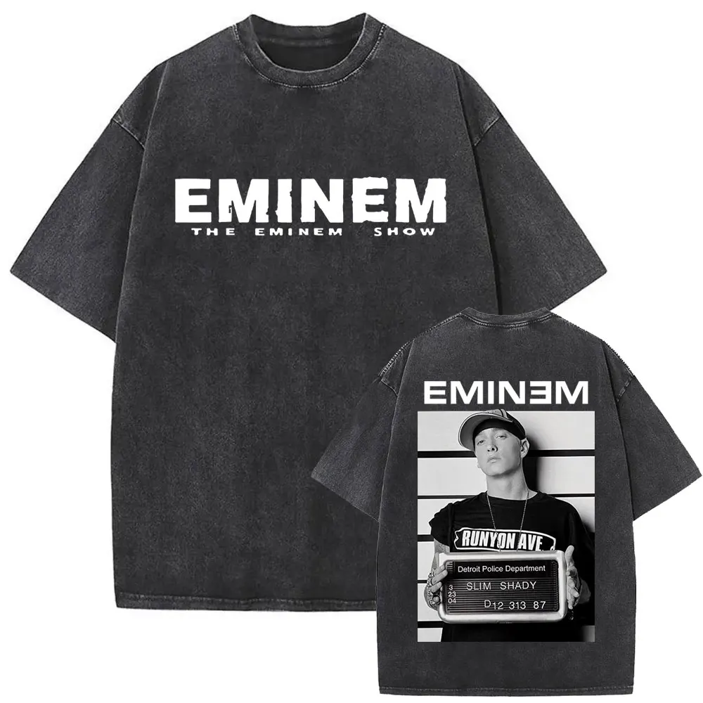 

Hot Sale Rapper Eminem Shim Shady Hip Hop Oversized T-shirt Men Women Fashion Vintage Washed T Shirts The Eminem Show Streetwear