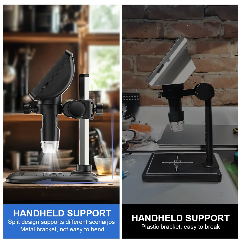 4.3‘’ Digital Microscope 1600X 2MP Coin Microscope Magnifier with 8leds Video Electronic Microscope for Soldering Phone Repair