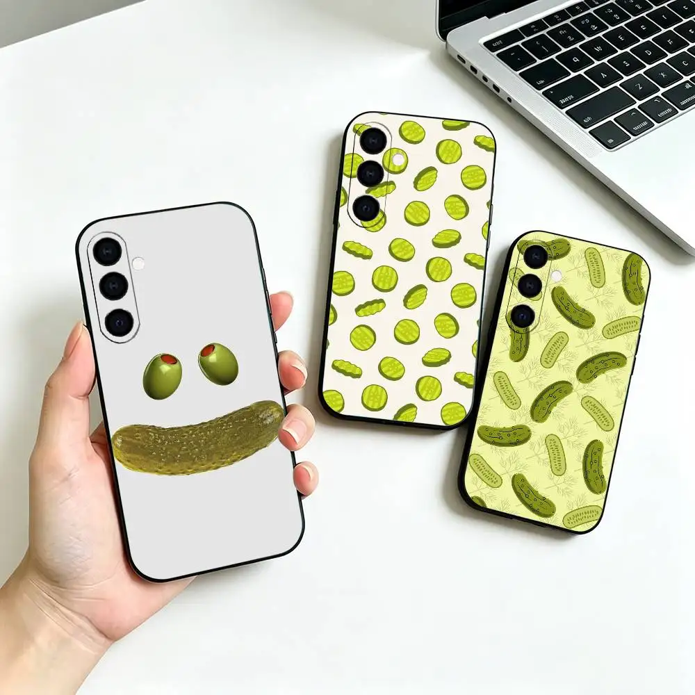 Delicious Cucumber Pickled Cucumber Phone Case For Samsung Galaxy A73, A72,A70,A53,A52,A51,Soft Silicone Black Cover