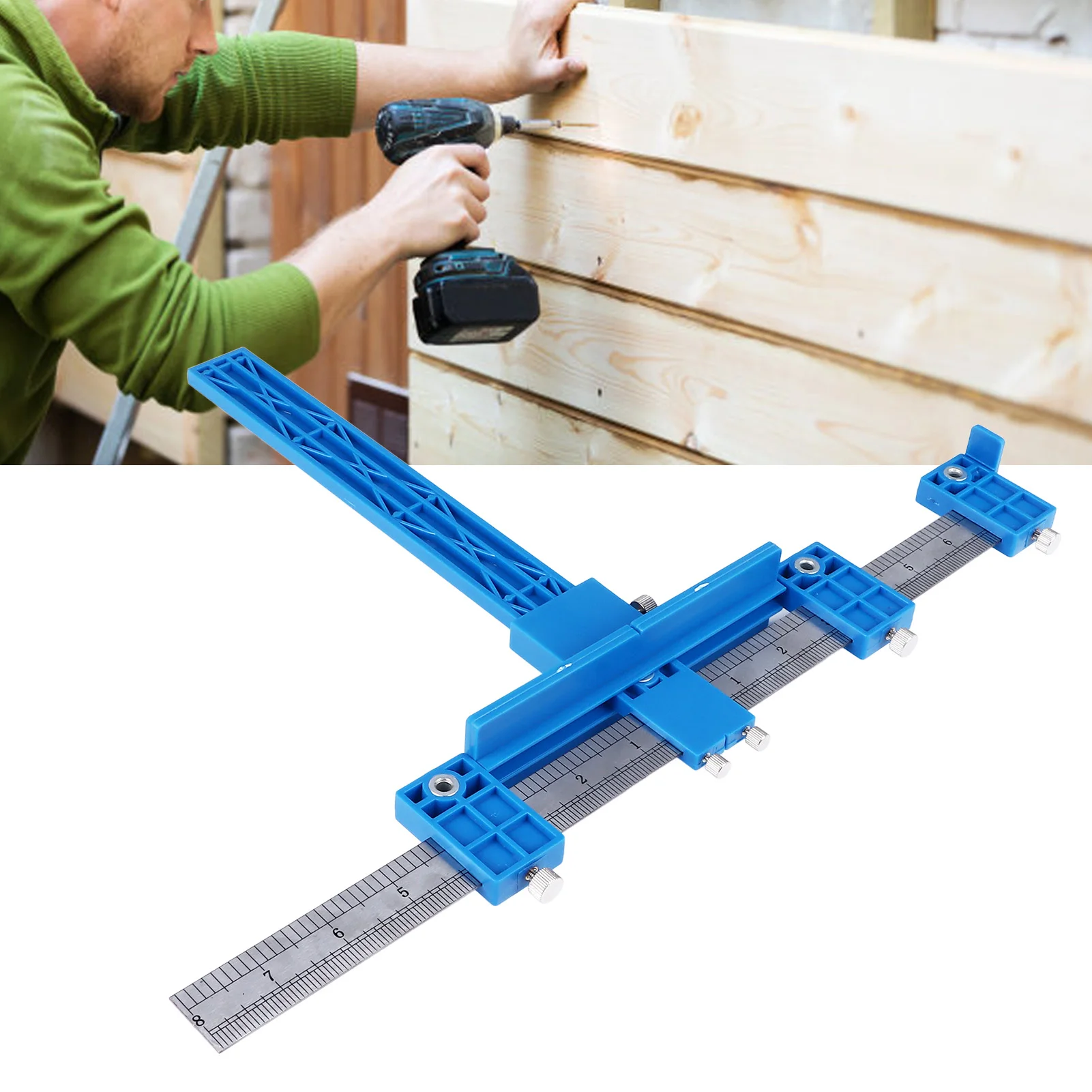 

Punch Locator Drill Guide Accurate Multifunctional Aluminum Alloy Cabinet Hardware Jig Tool