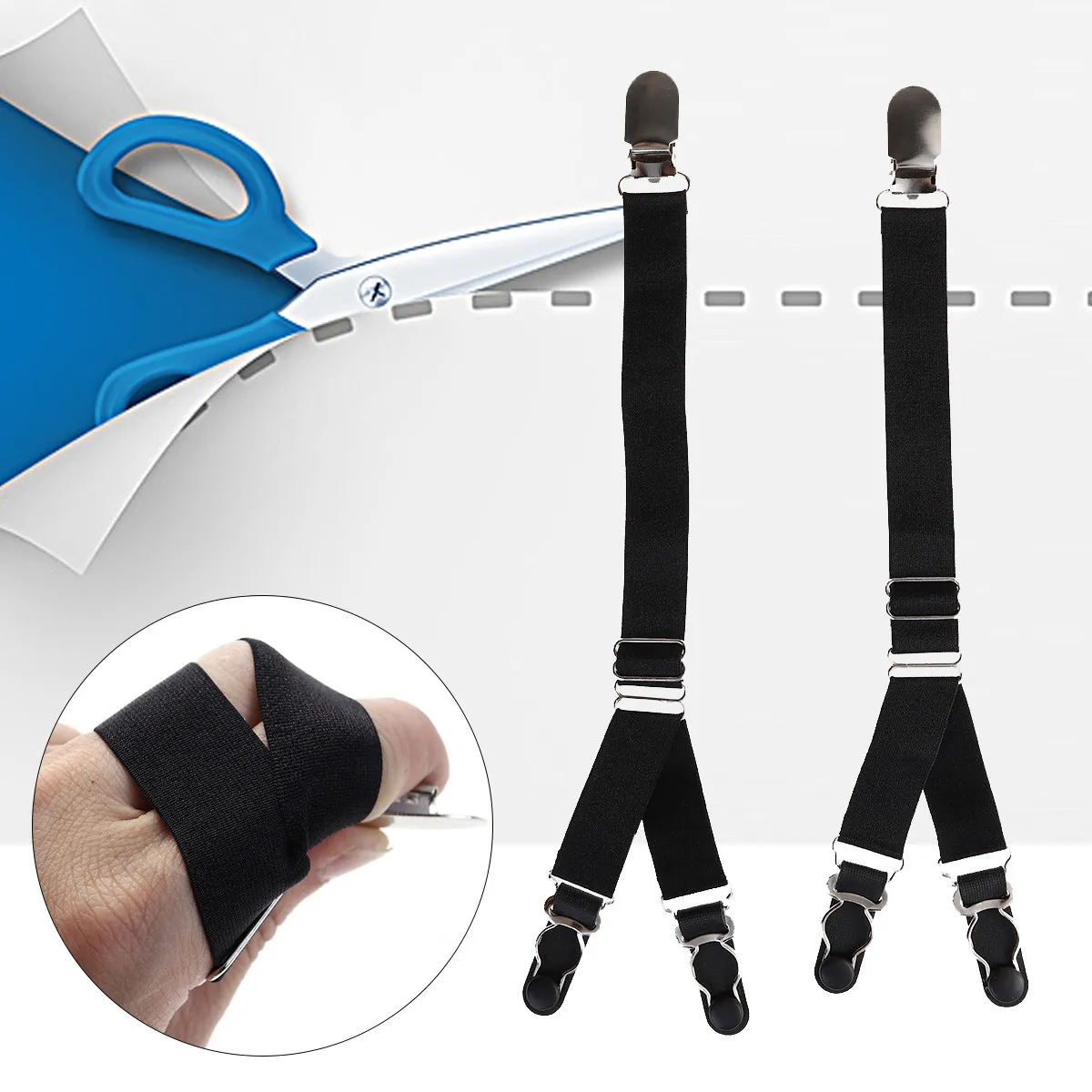 

1 пара подвязок для носков для женщин, черные, регулируемые, нейлоновые, с защитой от скольжения и металлическими зажимами