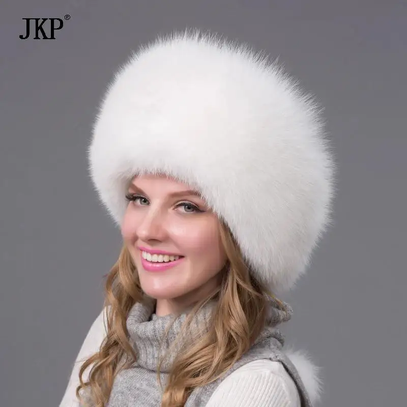 Winter Unisex Fox Fur Hat Sheepskin Hat Fox Raccoon Fur Hat Muticolors Ladies Winter Headgear Russian Outdoor Beanies Cap HJL-02