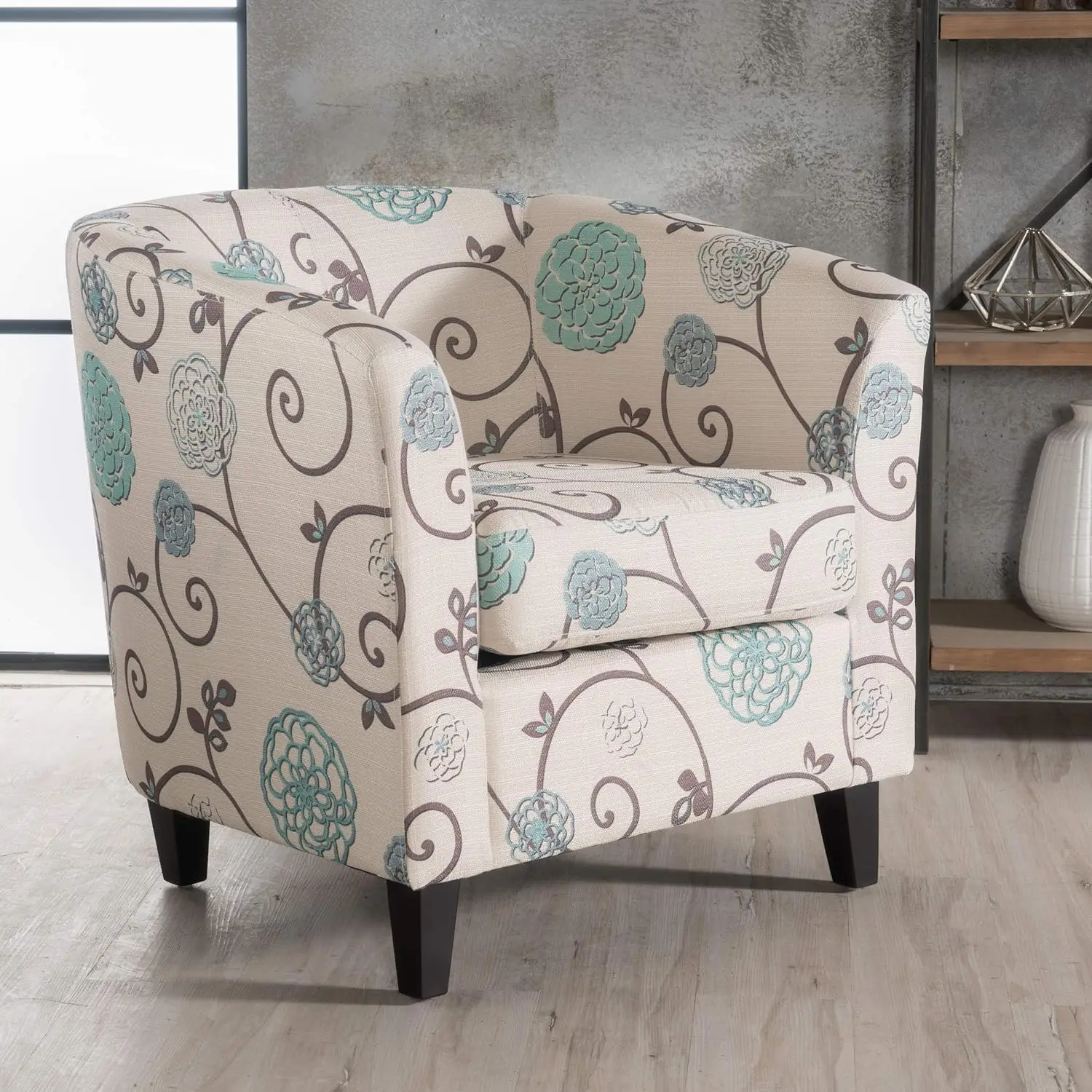 Christopher Knight Home Preston Fabric Club Chair, White / Blue